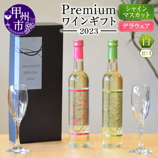 ワイン Premiumワインギフト（白）500ml×2本『シャインマスカットワイン＋デラウェアワイン』～2023～（HO）B16-776