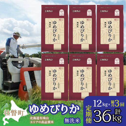 [令和7年産 隔月3回配送](無洗米12kg)ホクレンゆめぴりか(無洗米2kg×6袋)