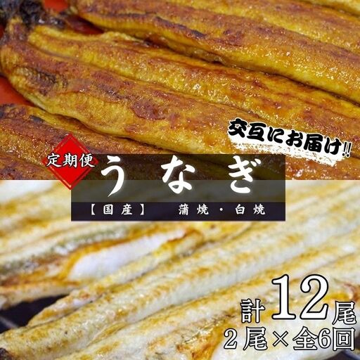 【6カ月定期便】【交互にお届け】国産うなぎ蒲焼 (2本) タレ付×3回　国産うなぎ白焼 (2本) 醤油・わさび付き×3回 / 定期便 毎月お届け 和歌山 田辺市 国産 国産うなぎ 国産鰻 うなぎ 鰻 鰻丼 うな丼 土用の丑の日 【ots031-tk】