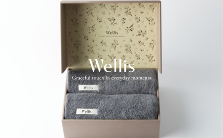 Wellis[極上の肌心地]バスタオル2枚 ギフトセット グレー(009_5040_02)