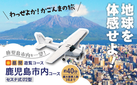 【 昼間 遊覧飛行 】鹿児島市内コース セスナ式172型（大人3名まで） K222-FT002