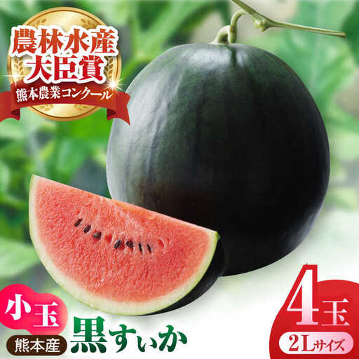 【先行予約】熊本スイカ 黒小玉すいか4玉2Lサイズ西瓜スイカZCM010