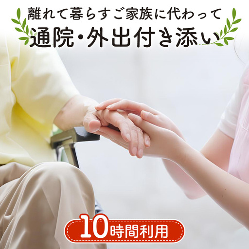 離れて暮らすご家族に代わって通院・外出付き添い 10時間分利用チケット No.389