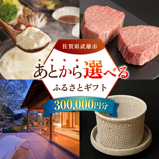 あとから選べる 武雄市ふるさとギフト 寄附額30万円分[UZZ009] あとから選べる 選べるギフト あとからセレクト 佐賀牛 温泉 宿泊券 やきもの