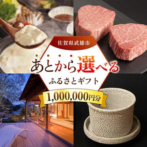あとから選べる 武雄市ふるさとギフト 寄附額100万円分[UZZ011] あとから選べる 選べるギフト あとからセレクト 佐賀牛 温泉 宿泊券 やきもの