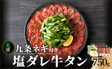【大盛九条ネギ】塩ダレ牛タン750g 薄切り牛タン 京都府 木津川市 093-05