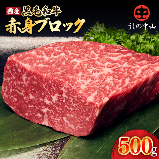 2235-1 黒毛和牛 赤身 ブロック 500g【 うしの中山 】 KN050-040 肉 牛肉
