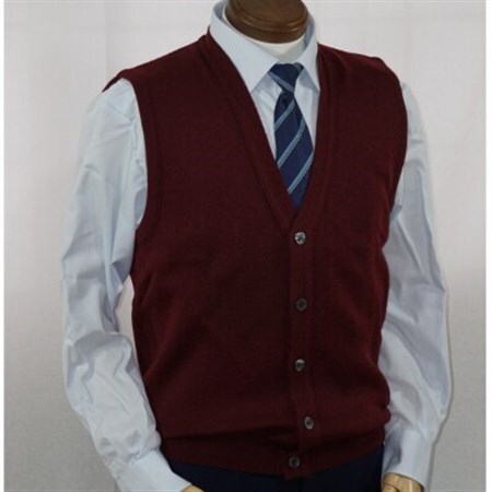 無地 メンズニット オープンベスト ワイン S寸 15220_装飾品・工芸品 男性・メンズ 洋服 _【1219168】