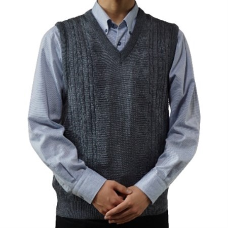 模様有 メンズニット ベスト グレー LL寸 15130_装飾品・工芸品 男性・メンズ 洋服 _【1219568】