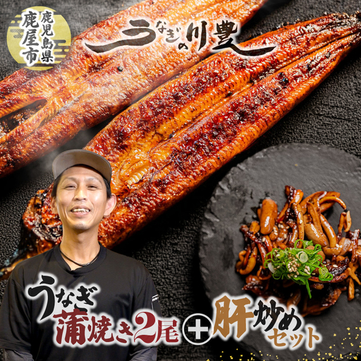 【 土用の丑の日特集 】 2146-1 昭和56年創業 うなぎの川豊 うなぎ蒲焼2尾・肝炒め セット KN049-003 魚 冷凍 鰻