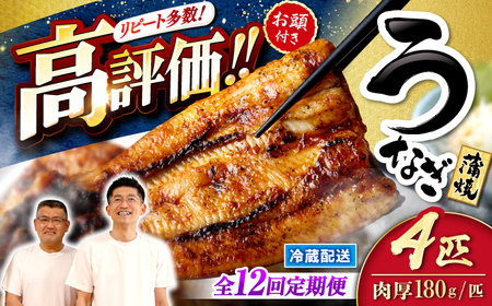 12回定期便 国産 うなぎ 4尾 CCA025 海鮮 鰻 うなぎ 贈答 ギフト ウナギ