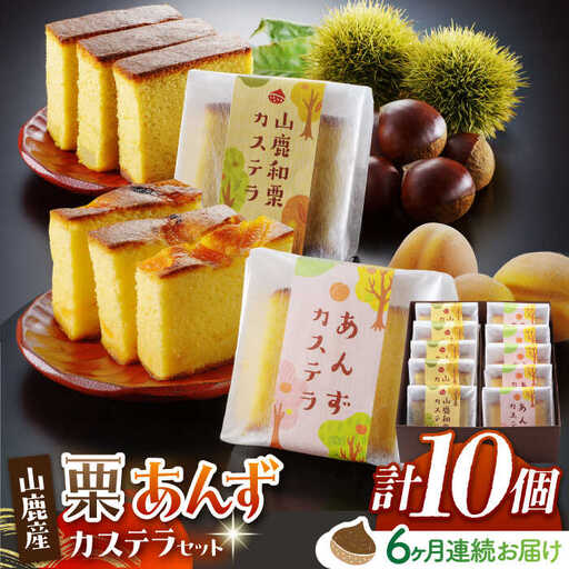 【6回定期便】カステラセット 山鹿和栗 & あんず 計10個 【株式会社あんず】[ZBT009]
