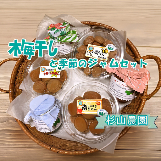 杉山農園Ｅ 梅干しと季節のジャムセット【 梅干し 国産 塩だけ 酸っぱい ジャム 無添加 フルーツ 果物 詰め合わせ 食べ比べ 神奈川県 山北町 】