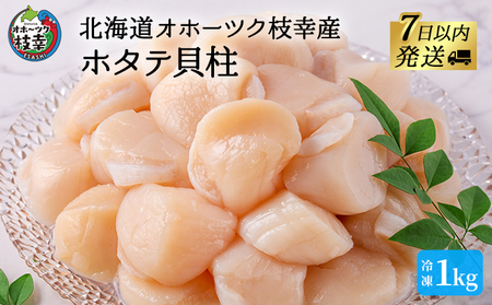 [枝幸ほたて]甘みたっぷり肉厚!大粒冷凍ほたて貝柱1kg 山武水産[ ほたて 帆立 ホタテ 冷凍 魚貝類 魚介類 北海道 オホーツク 枝幸 ]