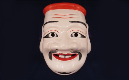 備中神楽面桐一刀彫 大国主の命 伯泉作 民芸品 工芸品