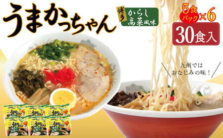 うまかっちゃん 博多からし高菜風味 30食 (5袋入り×6パック）