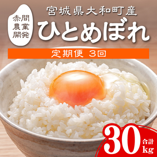 [令和8年産][先行予約受付中!R8年9月下旬から発送開始予定][3か月定期便] ひとめぼれ 30kg お米 おこめ 米 コメ 白米 ご飯 ごはん おにぎり お弁当 宮城産 頒布会[赤間農業開発株式会社]ta382