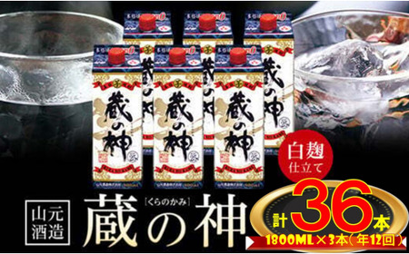 【12回定期便】蔵の神パック（25度）1800ml×3本×12回_ss0604