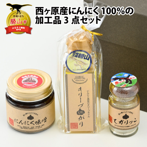 にんにく加工品セット 西ヶ原産 3点（味噌・パウダー・オイル） [A-017003]