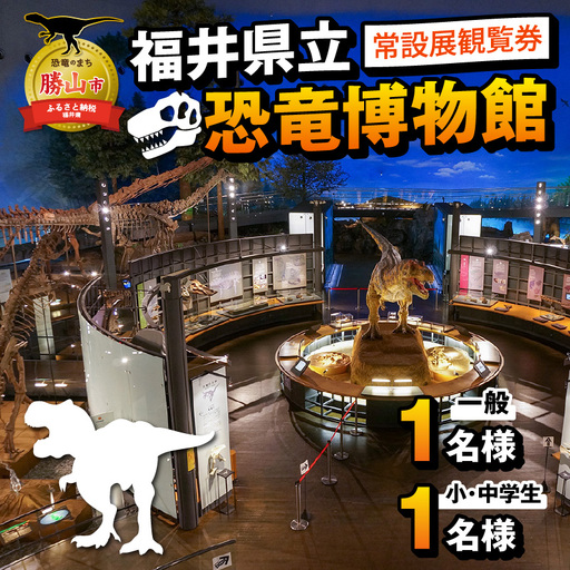 恐竜博物館 観覧券 常設展 一般1名+小中学生1名 [A-048009]