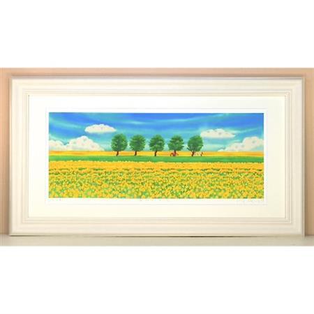 栗乃木ハルミ版画額装品「菜の花と風」【1258800】
