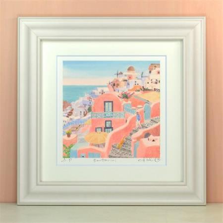 栗乃木ハルミ版画額装品「Santorini」【1334217】