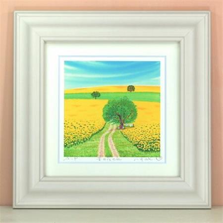 栗乃木ハルミ版画額装品「菜の花の丘」【1334314】