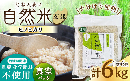 令和7年産 新米 玄米 6kg（ヒノヒカリ 1kg×6袋）/自然庵 [UCQ025]玄米