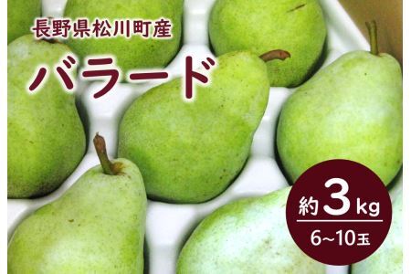 洋梨 バラード 約3kg 贈答 松川町産/2026年10月中旬頃から配送予定 // 長野県 松川町 梨 洋梨 洋ナシ バラード ラフランス交配品種 日本生まれ 農家直送 西洋梨 果物 フルーツ