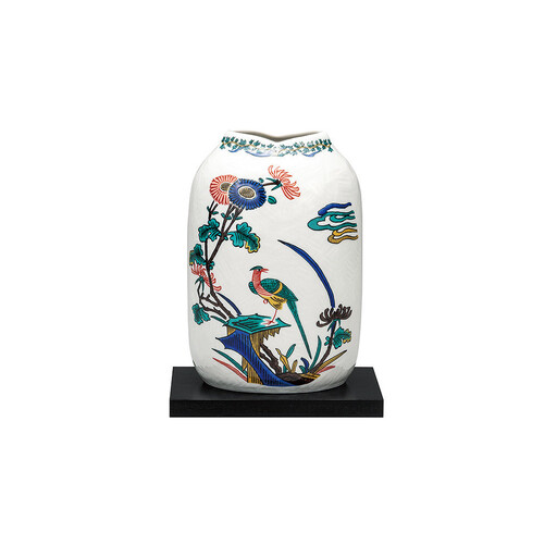 九谷焼　7号花瓶　古九谷花鳥（台付）