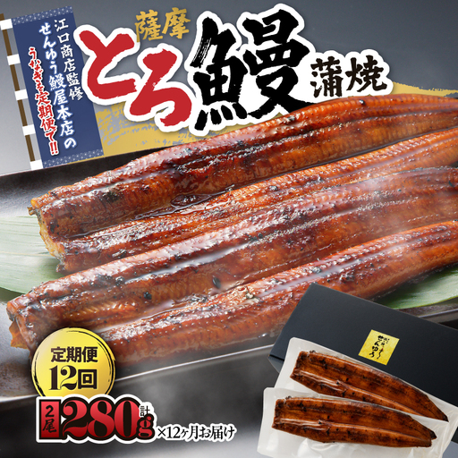 2176-1 【江口商店監修】薩摩とろ鰻蒲焼二尾 280g（140g×2）＜12ヶ月定期＞ KN084-T04 魚 鰻