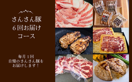 SF07　さんさん豚6回お届けコース／（翌月より6ヶ月）// 長野県産豚肉 南信州 ポーク ステーキ バークシャー種 薄切り 味噌漬け 安全 安心 定期便 毎月届く 贈答 ギフト