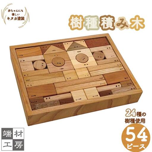 赤ちゃんにも優しい 自然塗料の 樹種積み木 (大) つみき