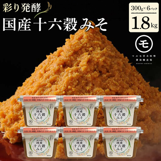 彩り発酵「国産十六穀みそ」300g×6個 |みそ 味噌 発酵食品 六穀