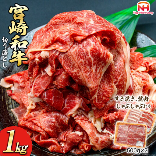 牛肉 訳あり 日本ハム 宮崎県産 和牛 切り落とし 500g 2p 計 1kg