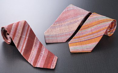 「伝統的工芸品」伊那紬（ネクタイ）赤系色 民芸品 ファッション メンズ 男性用 