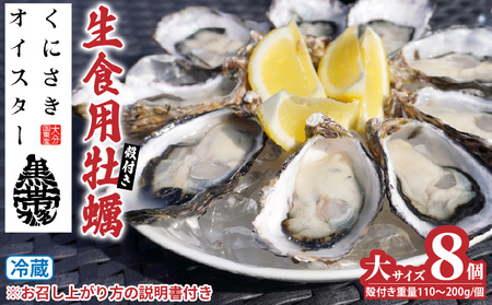 牡蠣 生食用 殻付き くにさきオイスター 大きいサイズ8個(殻付き重量110〜200g/個) カキ oyster 生牡蠣_2360R