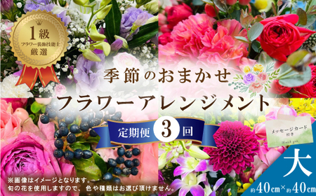 [3回定期便][1級フラワー装飾技能士が厳選]季節のおまかせフラワーアレンジメント[生花](大)