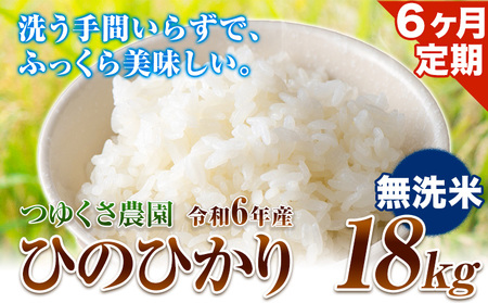 【6ヶ月定期便】新米 令和6年産 ひのひかり 無洗米 18kg 熊本県 荒尾市産 米 玄米 つゆくさ農園 《お申込み月の翌月から出荷開始》 美味しい米 お米 熊本県産米 くまもと米 st-p