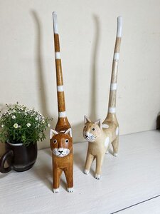 【選べる2色】しっぽネコトイレットペーパーホルダー　 ナチュラルカラー２色