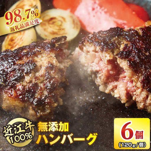 ハンバーグ 近江牛 100% [無添加]食べ応え抜群!超あらびきワイルドハンバーグ 720g (約120g×6個) ブランド 牛肉 黒毛和牛 [ 近江牛 ] FO18W