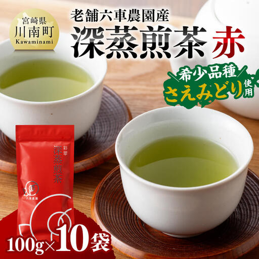 宮崎県産茶 深蒸煎茶(赤)100g10袋セット [ 九州産 宮崎県産 川南町産 茶 お茶 国産茶 飲料 日本茶 飲みやすい 使いやすい ]
