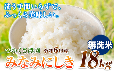 新米 令和6年産 みなみにしき 無洗米 18kg 熊本県 荒尾市産 米 無洗米 つゆくさ農園 《30日以内に出荷予定(土日祝除く)》 米 こめ コメ 無洗米 米 美味しい米 お米 熊本県産米 くまもと米 st-p