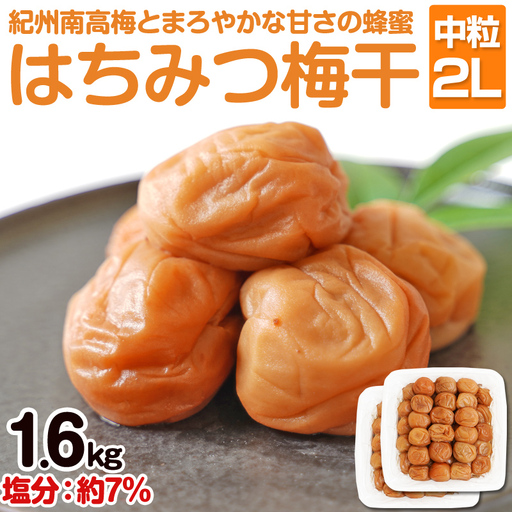 【1124-2】はちみつ梅干し（紀州南高梅）1.6kg 中粒 2L 和歌山県産