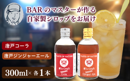 クラフトシロップ（コーラ ＆ ジンジャーエール）各1本 計2本 セット ノンアルコール 唐戸 コーラ ＆ 唐戸 ジンジャーエール クラフトコーラ クラフトジンジャーエール クラフト 料理 アレンジ 大人 音楽 Music Café Ra-Ku 下関 山口 JJ002-3