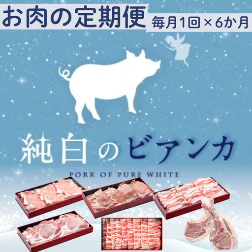 [6か月定期便]純白のビアンカコース 毎月違うお肉をお届け 計4kg超 豚バラ 豚ロース 骨付き ポークステーキ しゃぶしゃぶ 焼肉 豚肉 ぶた ぶた肉 肉 お肉 国産 冷凍 BBQ 新鮮 新潟県 阿賀野市 1D22055