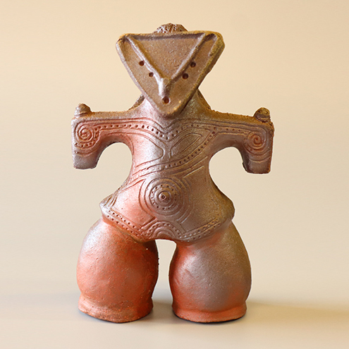土偶 国宝土偶「仮面の女神」（長野県　茅野市尖石縄文考古館蔵）【備前焼 東児の花窯】 