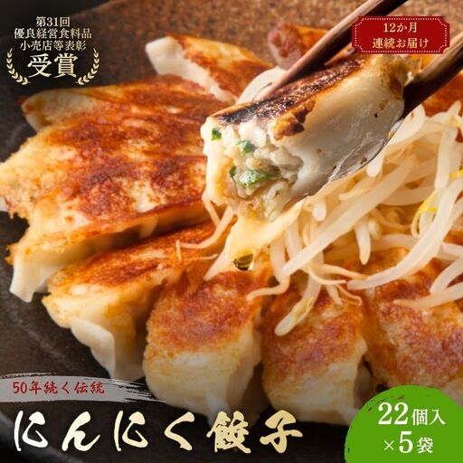 にんにく餃子110個(22個入×5袋)12ヶ月連続お届け 惣菜 冷凍餃子 中華 夕飯 夜ごはん おかず お酒のあて おつまみ ビールのおつまみ 