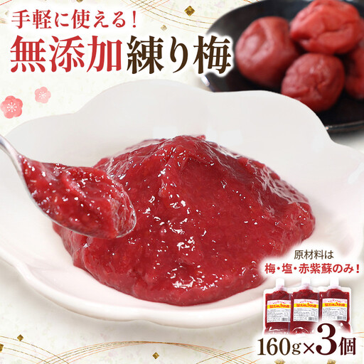 宮城県角田産　【無添加】まごころ 手作り 練り梅(160g)×3個 ｜ 梅干し ふるさとの味