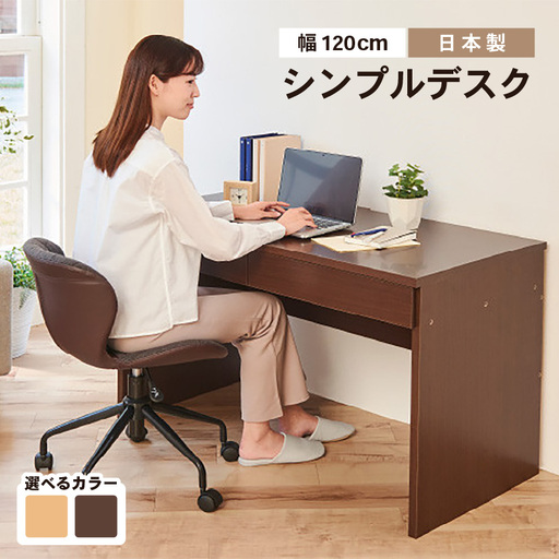 PHSDシンプルデスク幅120cm 日本製（ダークブラウン）｜日本製 国産 家具 木製 机 仕切り 入学祝 出産祝 プレゼント 贈り物 勉強 学習 子供部屋 リビング 書斎 子ども シンプル デザイン 新生活 引っ越し [aw053-d003_02]